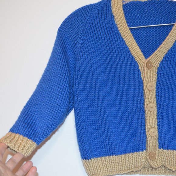 Blue-Beige Knit Soft Wool Jacket Kids (5-7 y.o.) - Picture 3 of 5